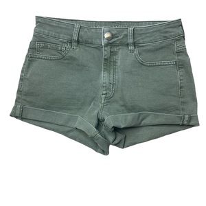 6 American Eagle Outfitters Green Hi Rose Shortie Shorts Green Jean Shorts